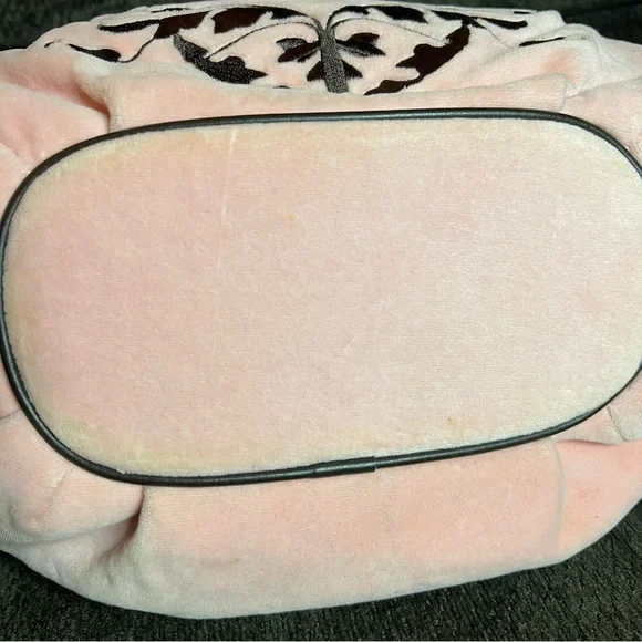 Vintage Y2K Juicy Couture Baby Pink Velour Crown Hobo Shoulder Bag - Picture 8 of 16